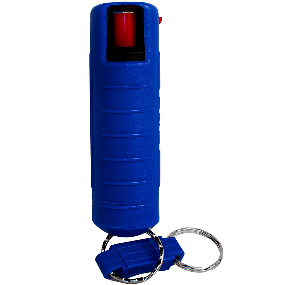 Wildfire 1.4% MC 1/2 oz pepper spray hard case with quick release keychain blue view 4